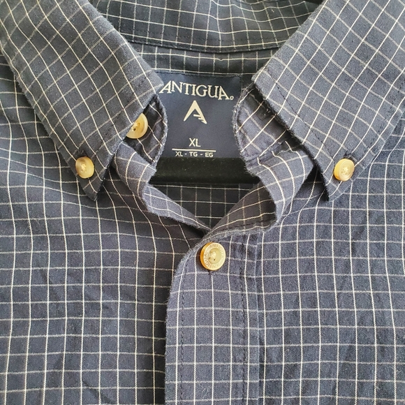 Antigua Men's Sporting KC Plaid Button Down Long Sleeve Shirt in Navy Size XL - Picture 9 of 9